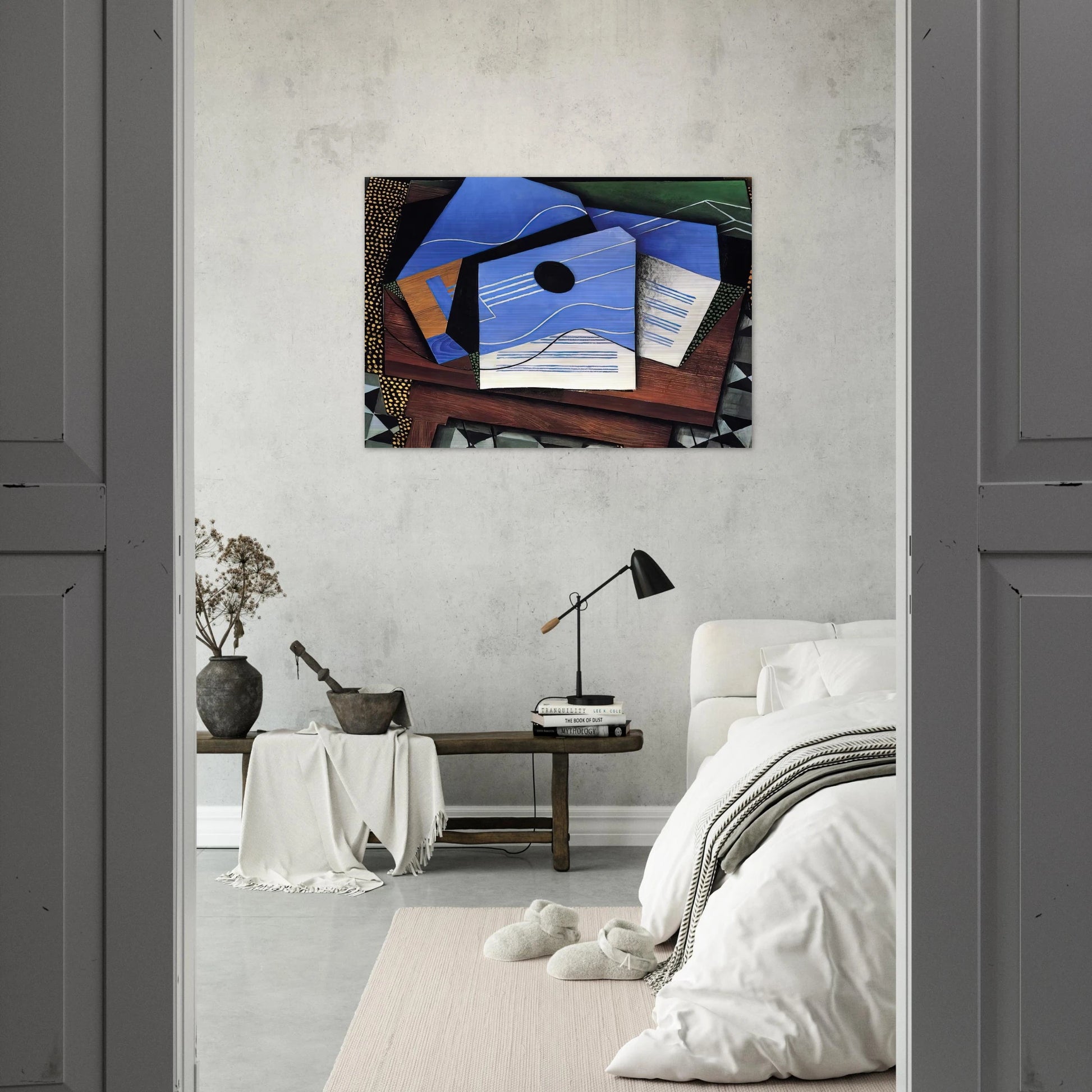 GUITAR ON A TABLE 1915 - Juan Gris Brushed Aluminum Print - 70x100 cm / 28x40 inches | Juan Gris Aluminum Print | Juan Gris Prints