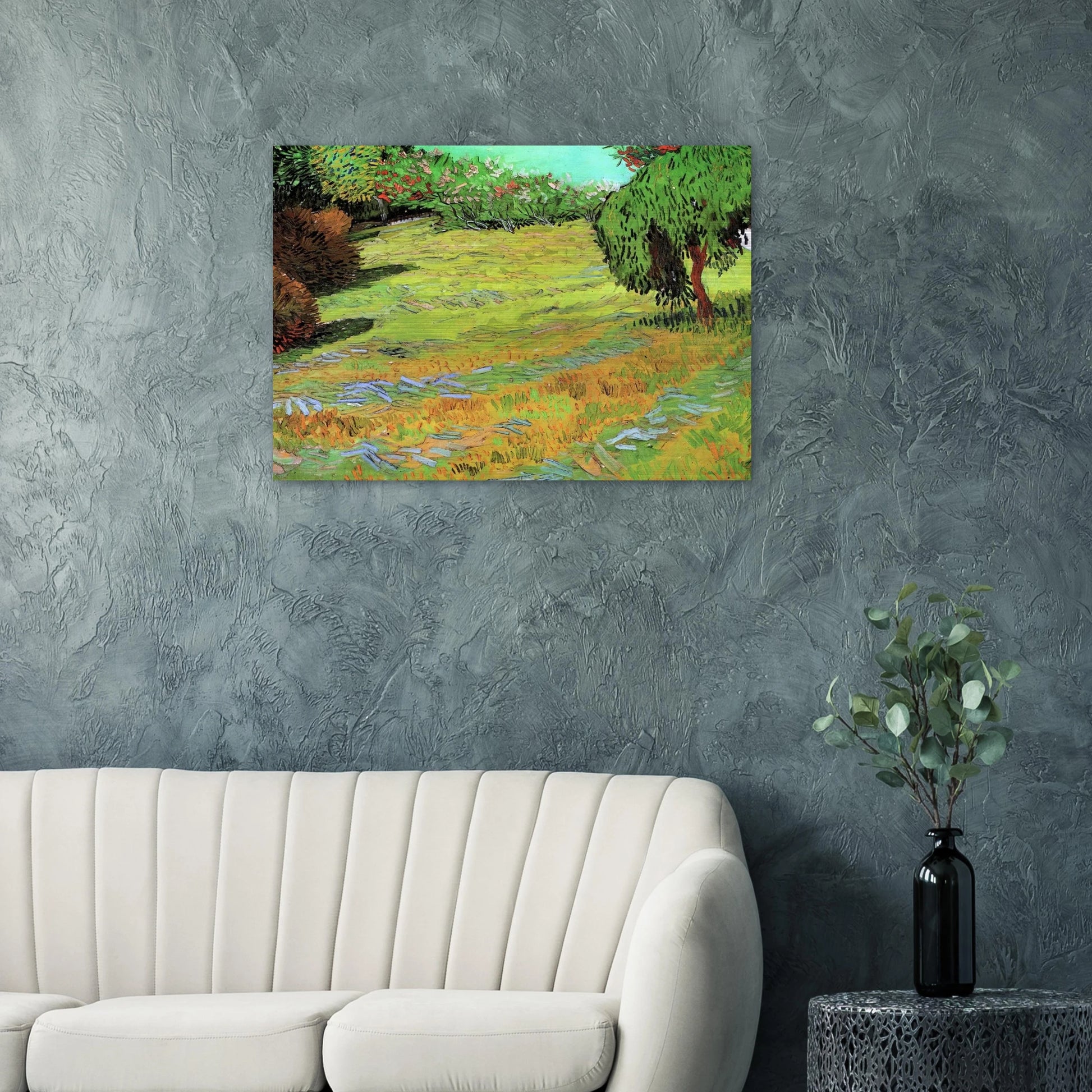 Sunny Lawn in a Public Park - Vincent van Gogh Brushed Aluminum Print - 70x100 cm / 28x40 inches | Vincent van Gogh Aluminum Print | Vincent van Gogh Prints