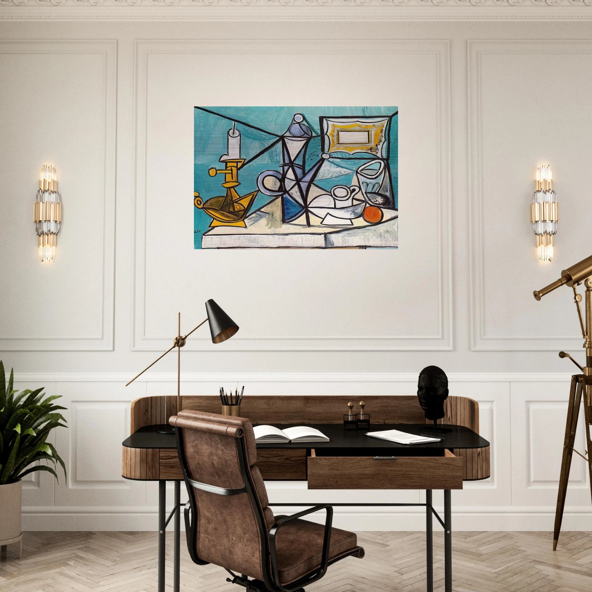 Still life with lamp - 1944 - Pablo Picasso Brushed Aluminum Print - 70x100 cm / 28x40 inches | Pablo Picasso Aluminum Print | Pablo Picasso Prints