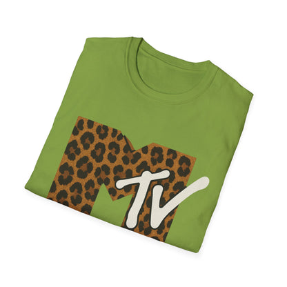 T-shirt graphique rétro MTV imprimé léopard vintage Télé musique Années 80 90 Tee-shirt de groupe unisexe Chemise rock imprimé animal