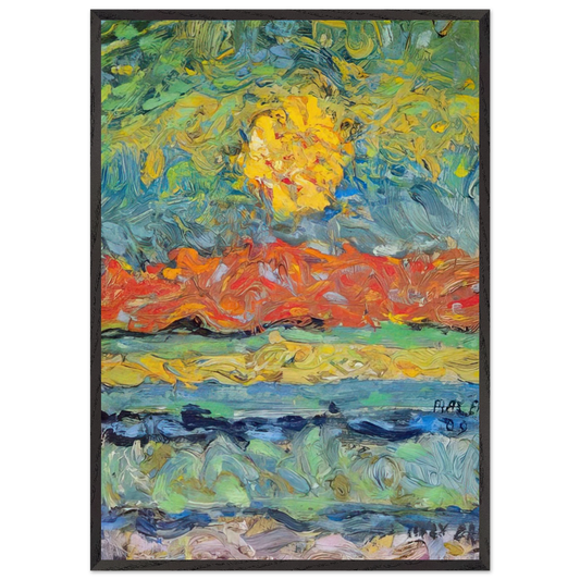 Landscape with Sun - Max Ernst 70x100 cm / 28x40 inches Framed Art Print – Black Wooden Frame