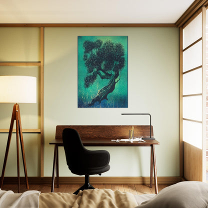 Solitary Bonsai - Eyvind Earle Brushed Aluminum Print - 70x100 cm / 28x40 inches | Eyvind Earle Aluminum Print | Eyvind Earle Prints