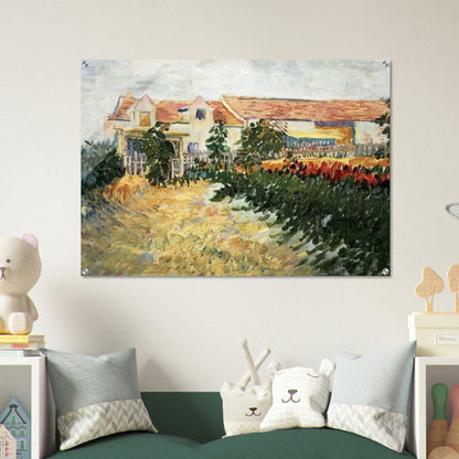 House with sunflowers - Vincent van Gogh Acrylic Print - 70x100 cm / 28x40″ inches