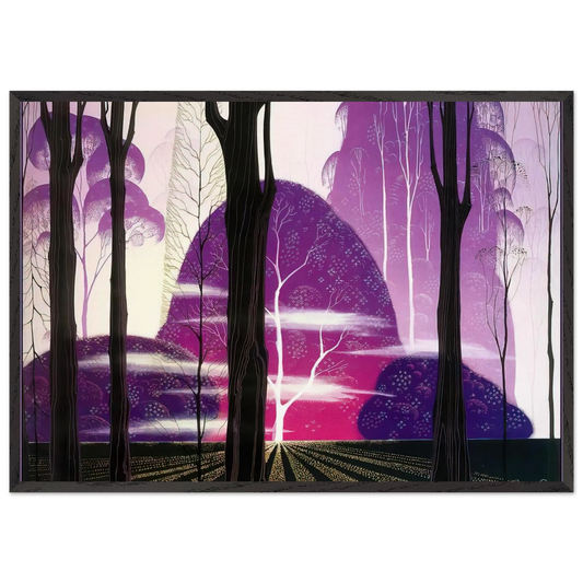 Purple Dawn - Eyvind Earle 70x100 cm / 28x40 inches Framed Art Print – Black Wooden Frame