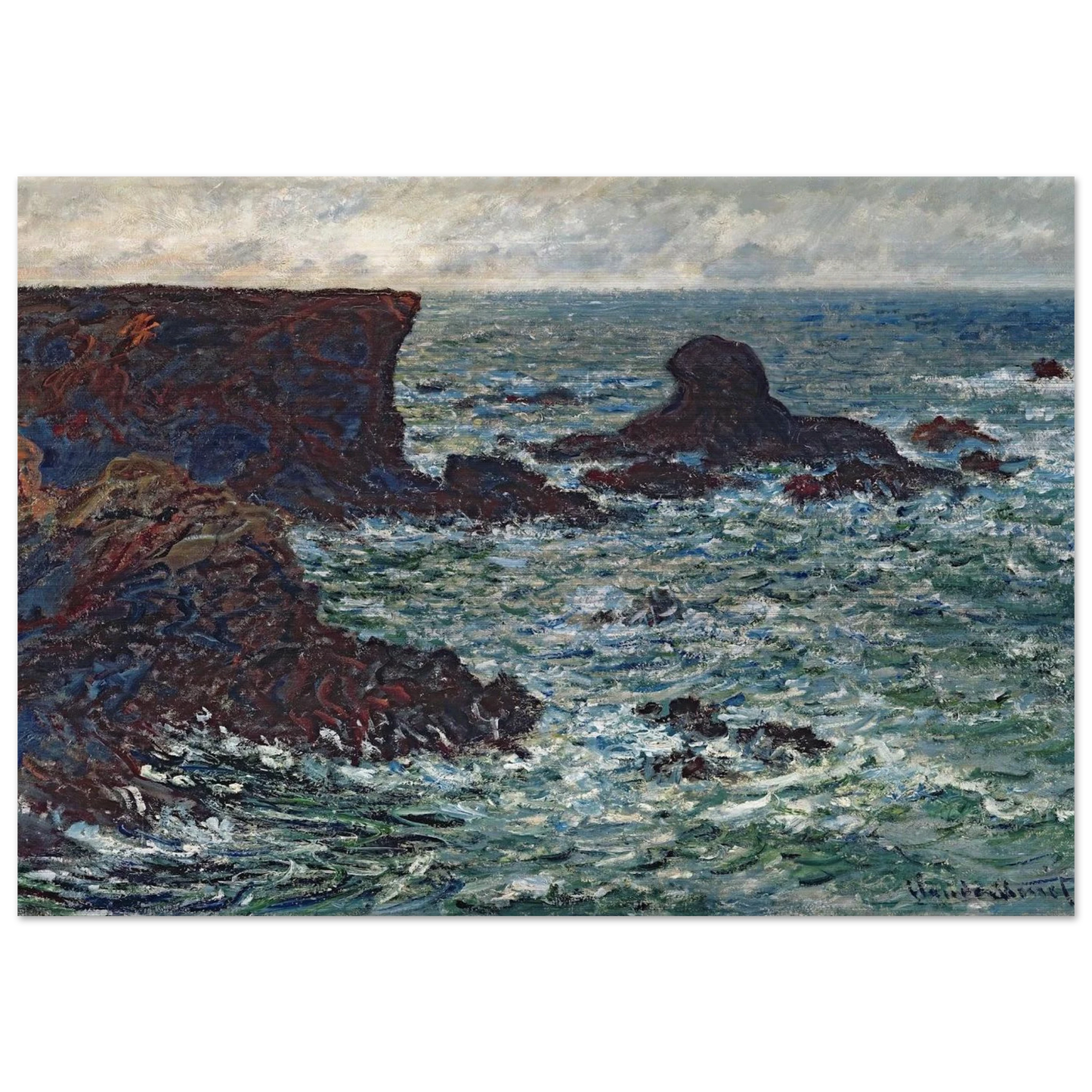 Rocks at Port Coton, the Lion Rock - claude monet Brushed Aluminum Print - 70x100 cm / 28x40 inches | claude monet Aluminum Print | claude monet Prints