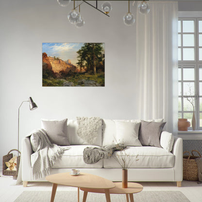 Coconino Pines and Cliff Arizona - Thomas Moran Brushed Aluminum Print - 70x100 cm / 28x40 inches | Thomas Moran Aluminum Print | Thomas Moran Prints