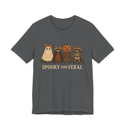 T-shirt "Raton laveur effrayant", T-shirt Halloween drôle à motifs, T-shirt vintage automne mignon, T-shirt tendance femme pour Halloween, T-shirt "Raton laveur sauvage"