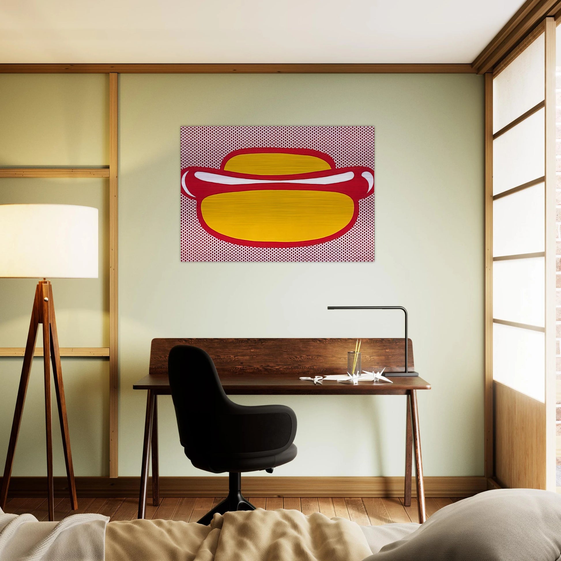 HOT DOG 1964 - Roy Lichtenstein Brushed Aluminum Print - 70x100 cm / 28x40 inches | Roy Lichtenstein Aluminum Print | Roy Lichtenstein Prints