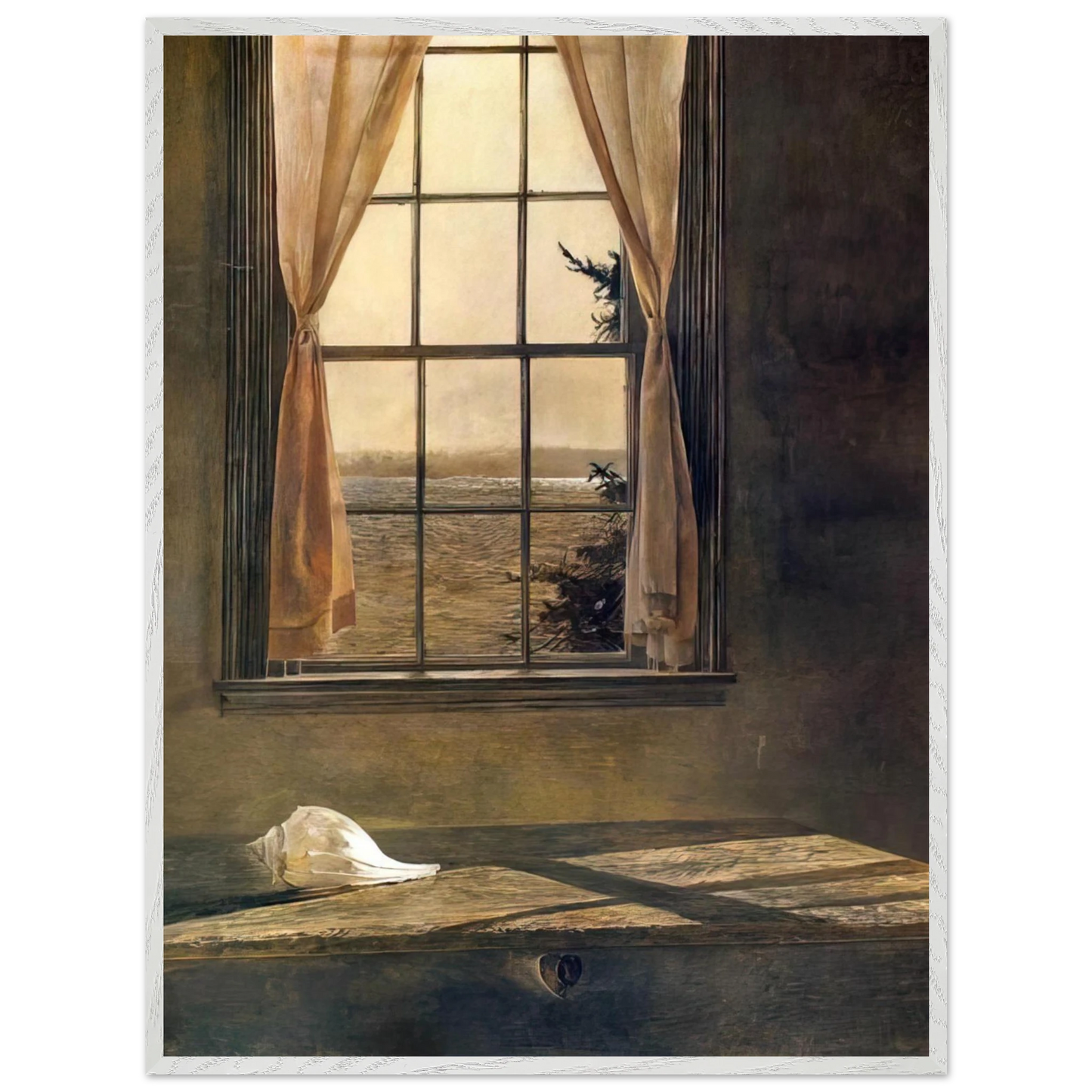 Andrew Wyeth - HER ROOM Wall Art - 21x29.7 cm / 8x12" - Premium Wooden Framed Poster With Fine Art Paper-canvas - White frame