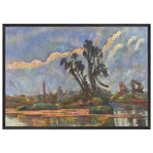 Bank of the Oise - Paul Cezanne 70x100 cm / 28x40 inches Framed Art Print – Black Wooden Frame