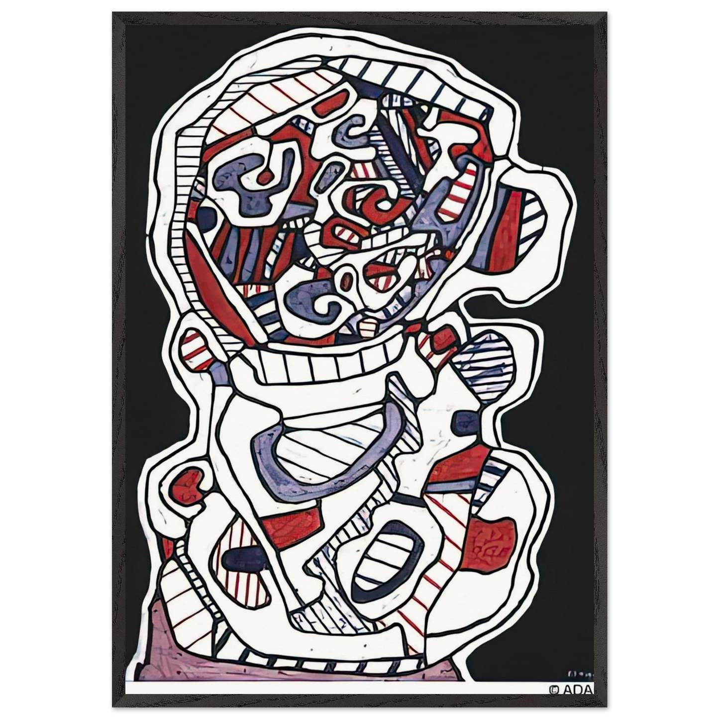 TEA VII - Jean Dubuffet 70x100 cm / 28x40 inches Framed Art Print – Black Wooden Frame