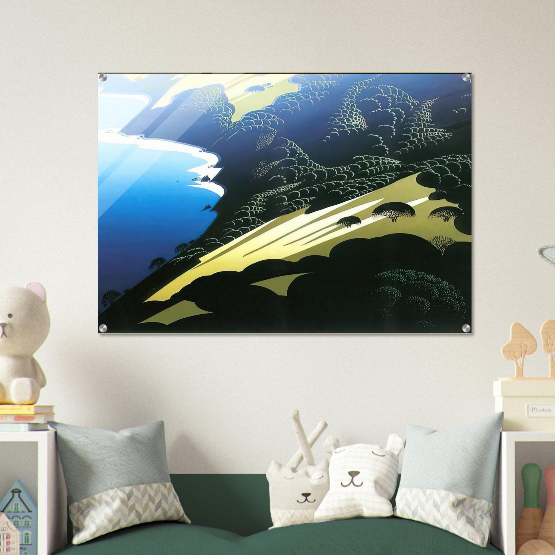 Seaside Pastures - Eyvind Earle Acrylic Print - 70x100 cm / 28x40″ inches