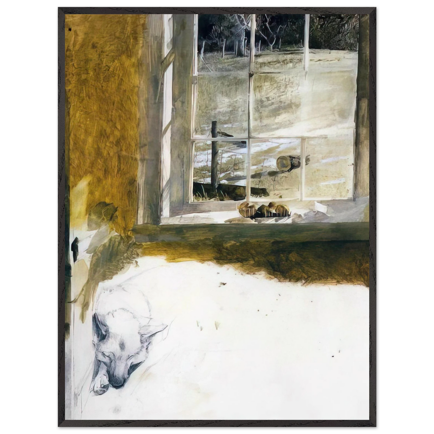 Andrew Wyeth - GROUNDHOG DAY 3 Wall Art - 30x40 cm / 12x16 inches - Premium Wooden Framed Poster With Fine Art Paper-canvas - White frame
