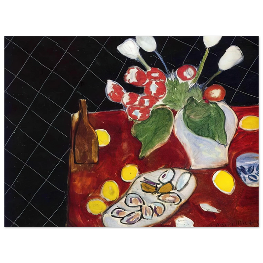 Henri Matisse - TULIPS AND OYSTERS ON A BLACK BACKGROUND 1943  75x100 cm / 30x40inches Fine Art Poster