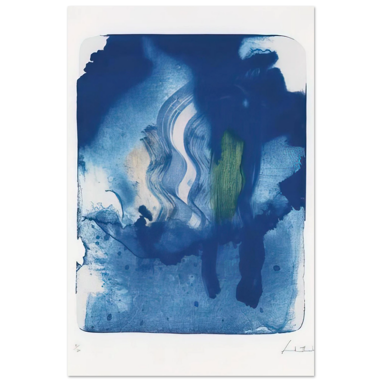 Helen Frankenthaler - Reflections V - 1995 Wall art - 27x35 cm / 11x14 inches - Premium Wooden Framed Poster With Fine Art Paper-canvas - Wood frame