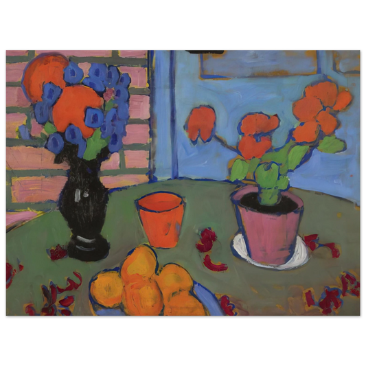 Alexej von Jawlensky - STILL LIFE WITH FLOWERS AND ORANGES 1909  75x100 cm / 30x40inches Fine Art Poster