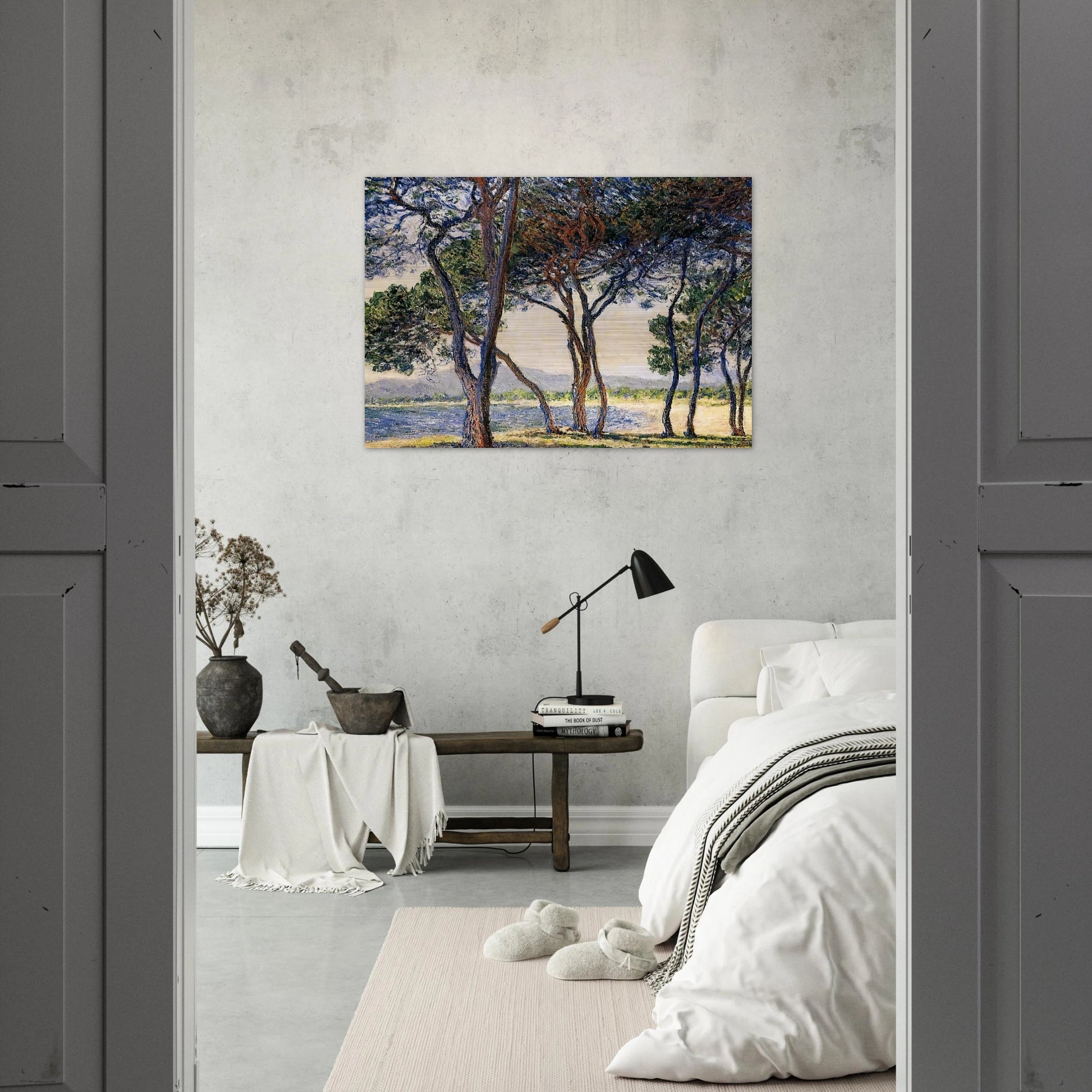 Trees by the Seashore at Antibes - claude monet Brushed Aluminum Print - 70x100 cm / 28x40 inches | claude monet Aluminum Print | claude monet Prints