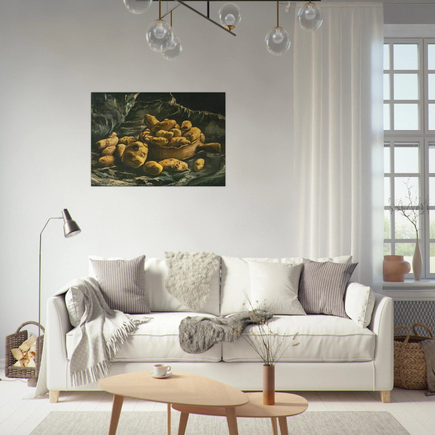 Still life with an Earthern bowl and potatoes - Vincent van Gogh Brushed Aluminum Print - 70x100 cm / 28x40 inches | Vincent van Gogh Aluminum Print | Vincent van Gogh Prints