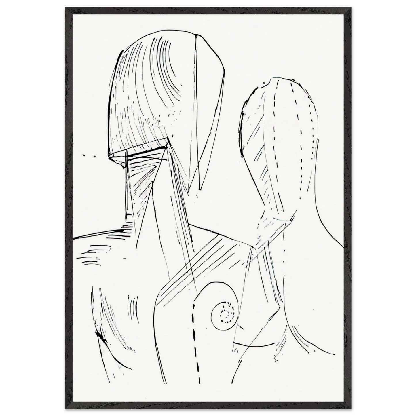TWO MANNEQUINS - Giorgio de Chirico 70x100 cm / 28x40 inches Framed Art Print – Black Wooden Frame
