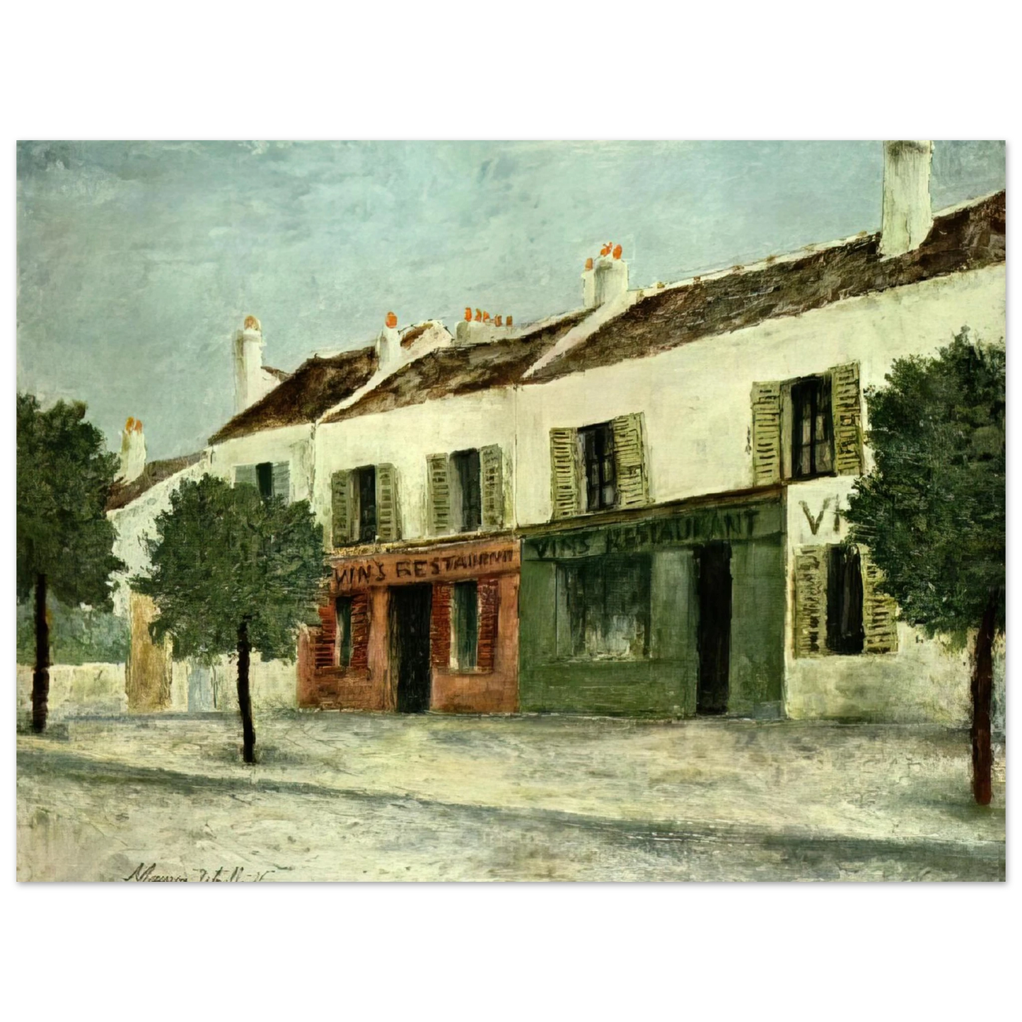 Maurice Utrillo - BISTROS IN A SUBURB  75x100 cm / 30x40inches Fine Art Poster