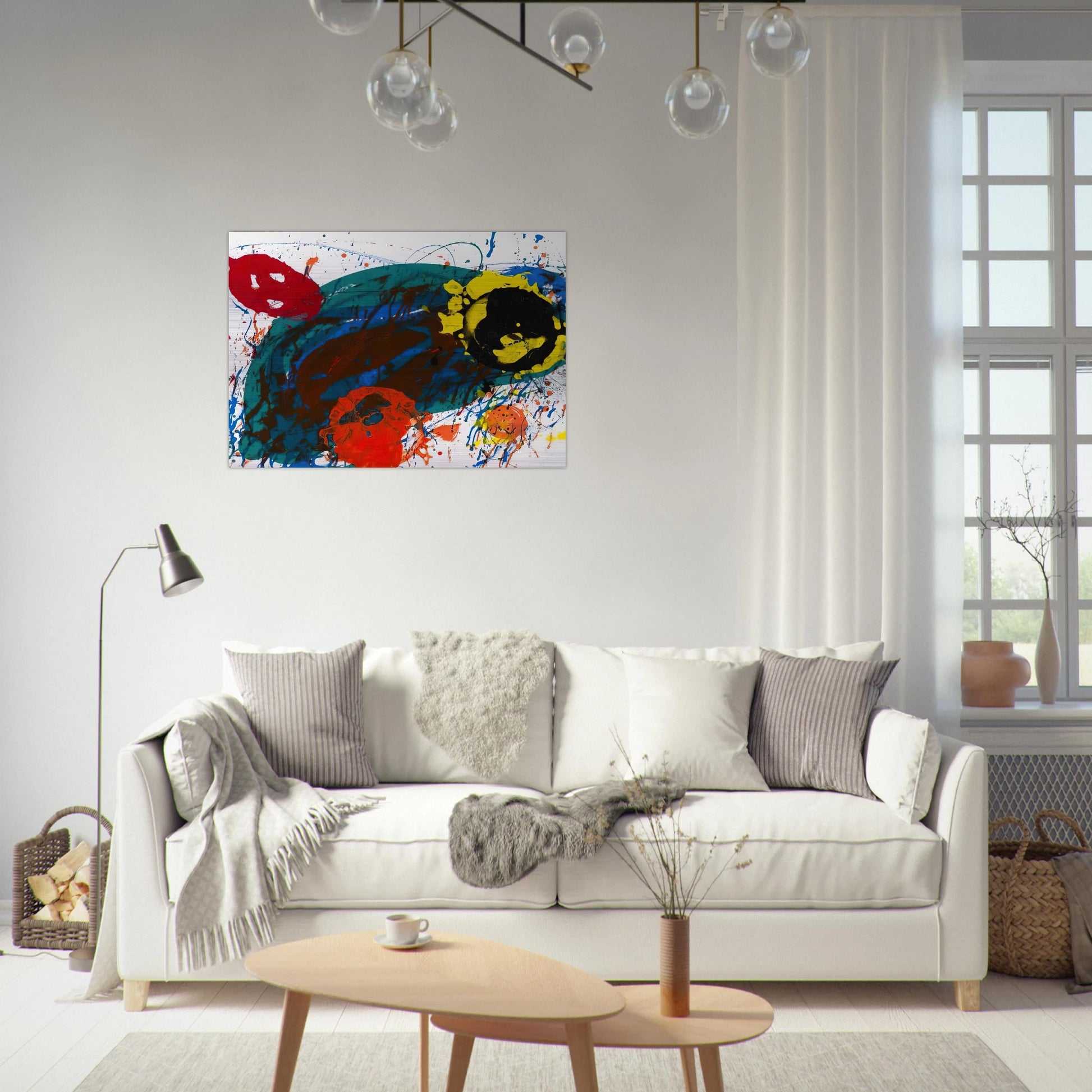 For Thirteen  SFS-335  - Sam Francis Brushed Aluminum Print - 70x100 cm / 28x40 inches | Sam Francis Aluminum Print | Sam Francis Prints