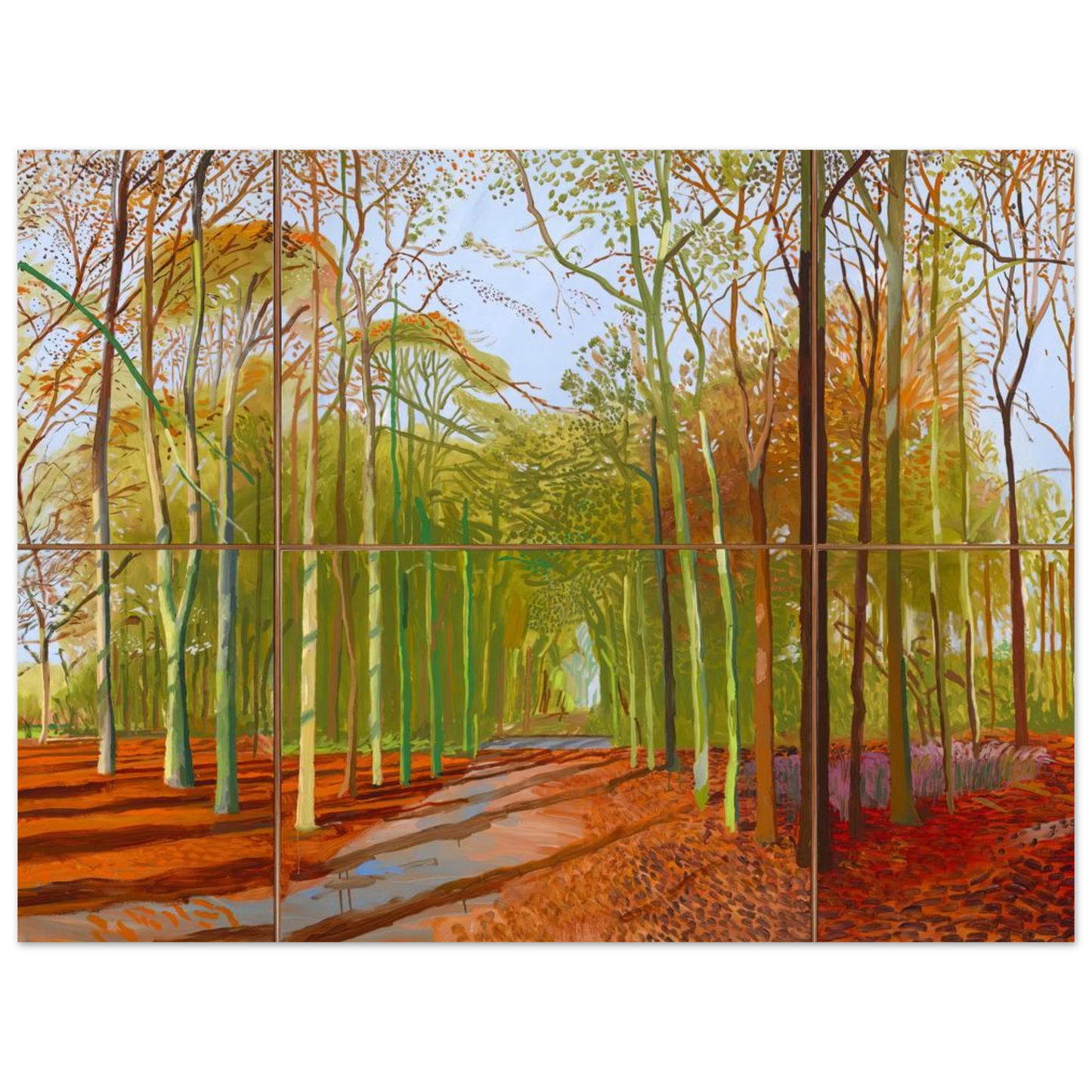 David Hockney - Woldgate Woods, 21, 23 & 29 November 2006 - 15x20 cm / 6x8 inches - Premium Wooden Framed Poster With Fine Art Paper-canvas - Wood frame