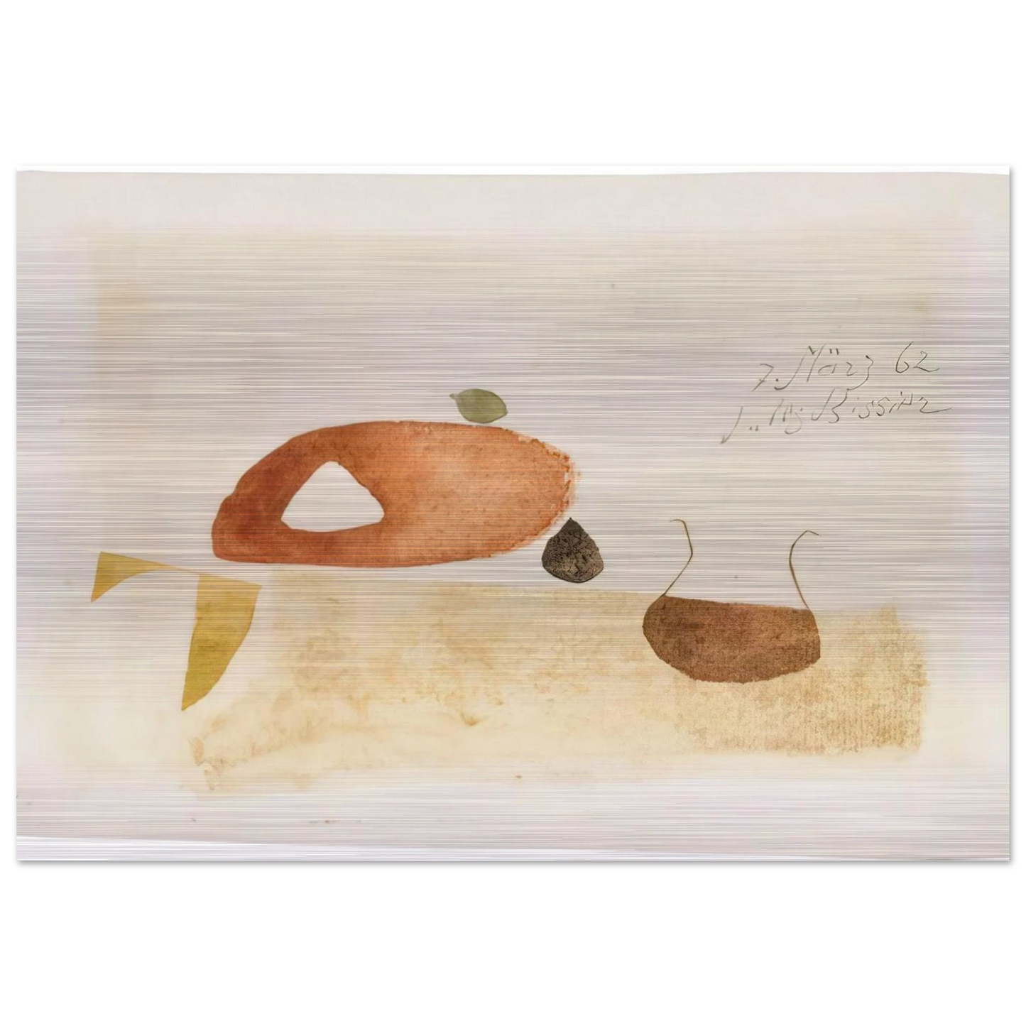 Komposition 7. März 62 - 1962 - Julius Bissier Brushed Aluminum Print - 70x100 cm / 28x40 inches | Julius Bissier Aluminum Print | Julius Bissier Prints