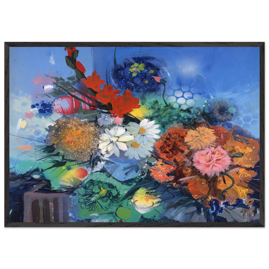 Flowers No 2 - 1974 - Gebre Kristos Desta 70x100 cm / 28x40 inches Framed Art Print – Black Wooden Frame