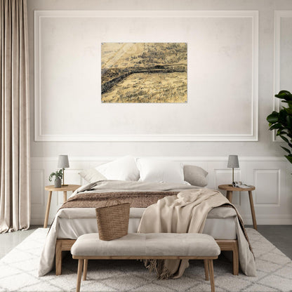 Wheat field with sun and cloud - Vincent van Gogh Acrylic Print - 70x100 cm / 28x40″ inches