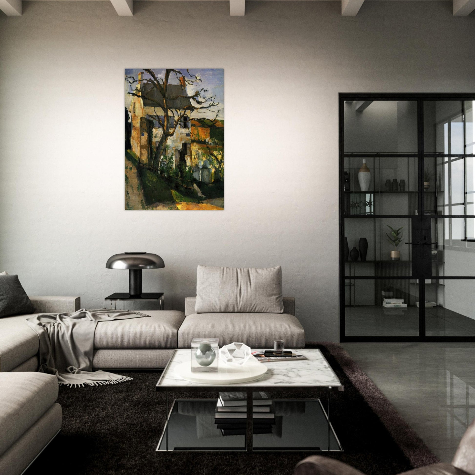 The House and the Tree - Paul Cézanne Brushed Aluminum Print - 70x100 cm / 28x40 inches | Paul Cézanne Aluminum Print | Paul Cézanne Prints