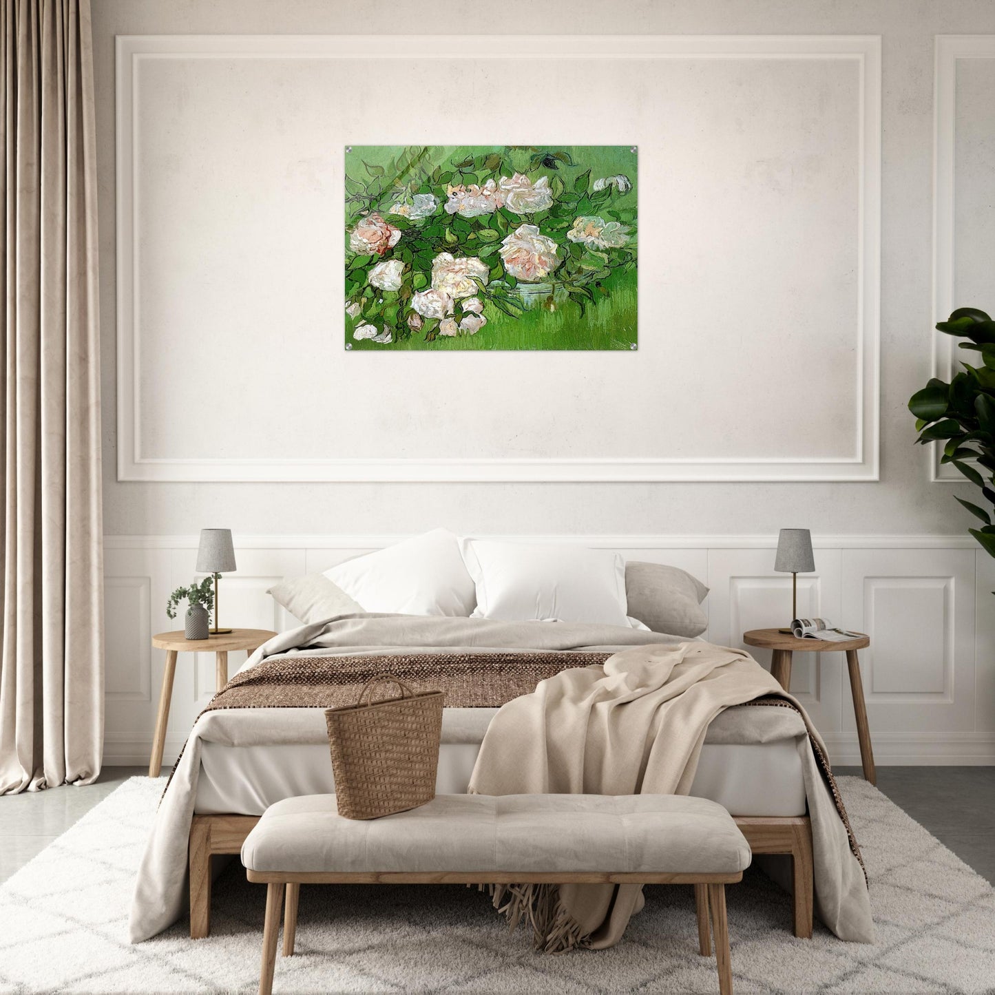 Still Life - Pink Roses - Vincent van Gogh Acrylic Print - 70x100 cm / 28x40″ inches
