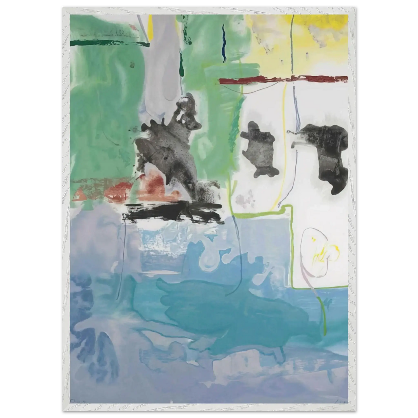 Helen Frankenthaler - West Wind - 1997 Wall art - 15x20 cm / 6x8 Inches - Premium Wooden Framed Poster With Fine Art Paper - Black frame