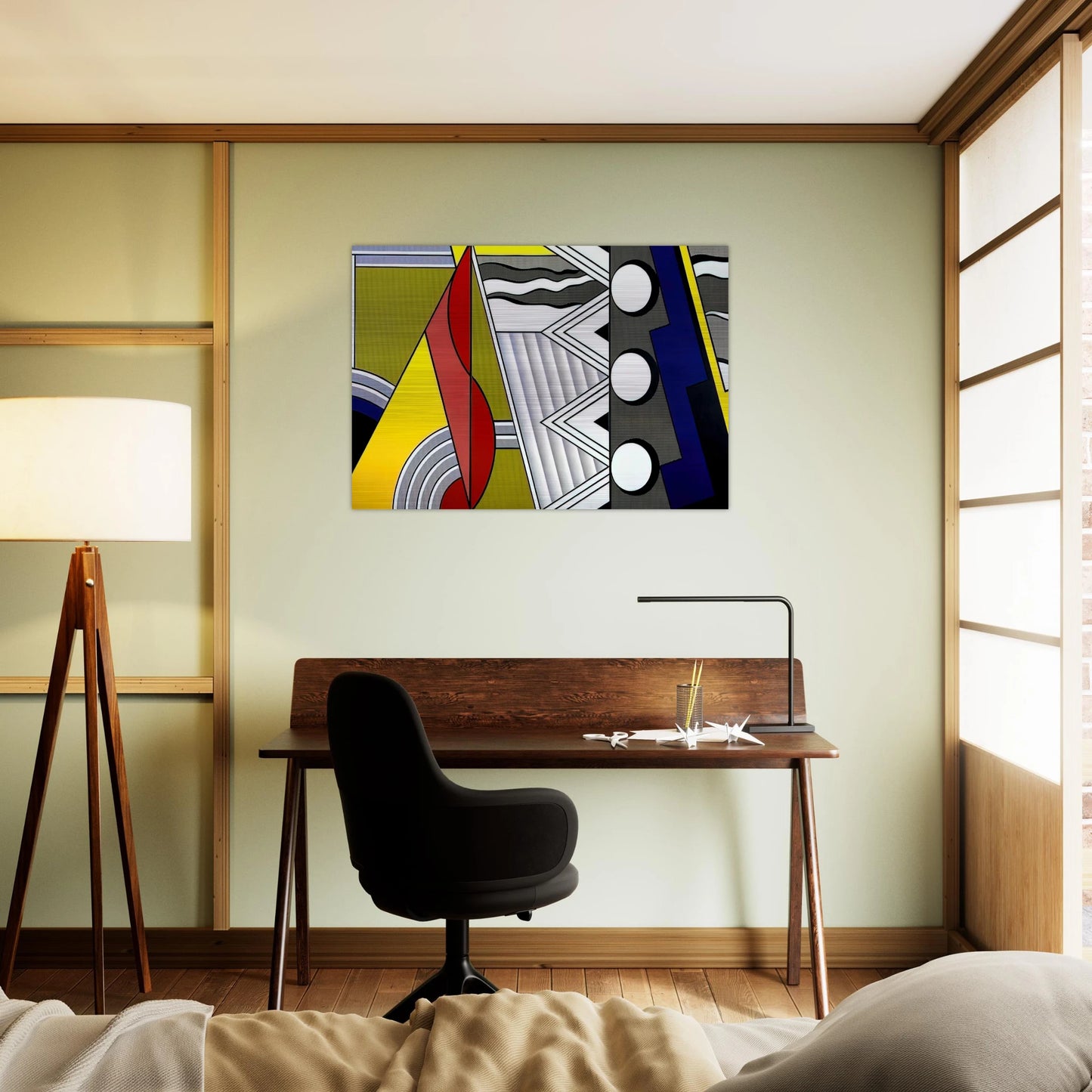 MODERN PAINTING WITH CLEF 1967 - Roy Lichtenstein Brushed Aluminum Print - 70x100 cm / 28x40 inches | Roy Lichtenstein Aluminum Print | Roy Lichtenstein Prints