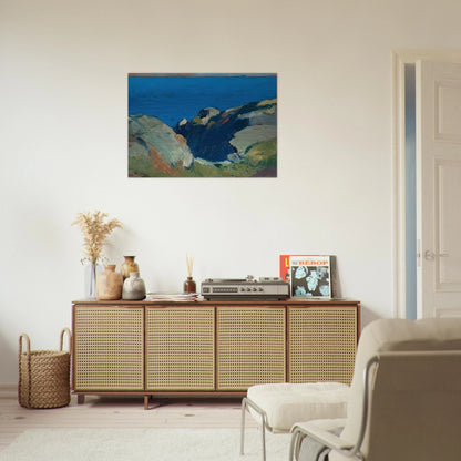 Rocks and Sea - Edward Hopper Brushed Aluminum Print - 70x100 cm / 28x40 inches | Edward Hopper Aluminum Print | Edward Hopper Prints