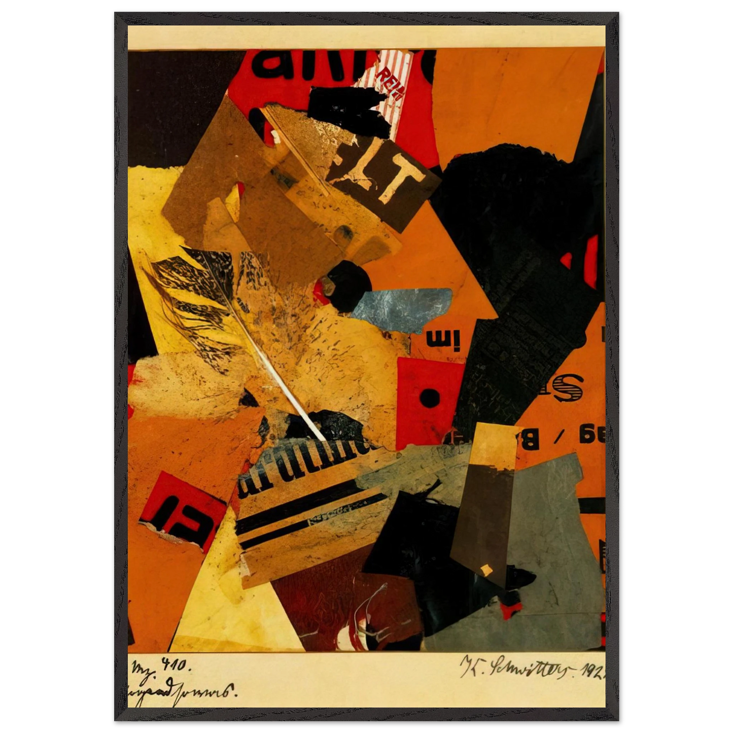 SOMETHING OR OTHER 1922 - Kurt Schwitters 70x100 cm / 28x40 inches Framed Art Print – Black Wooden Frame
