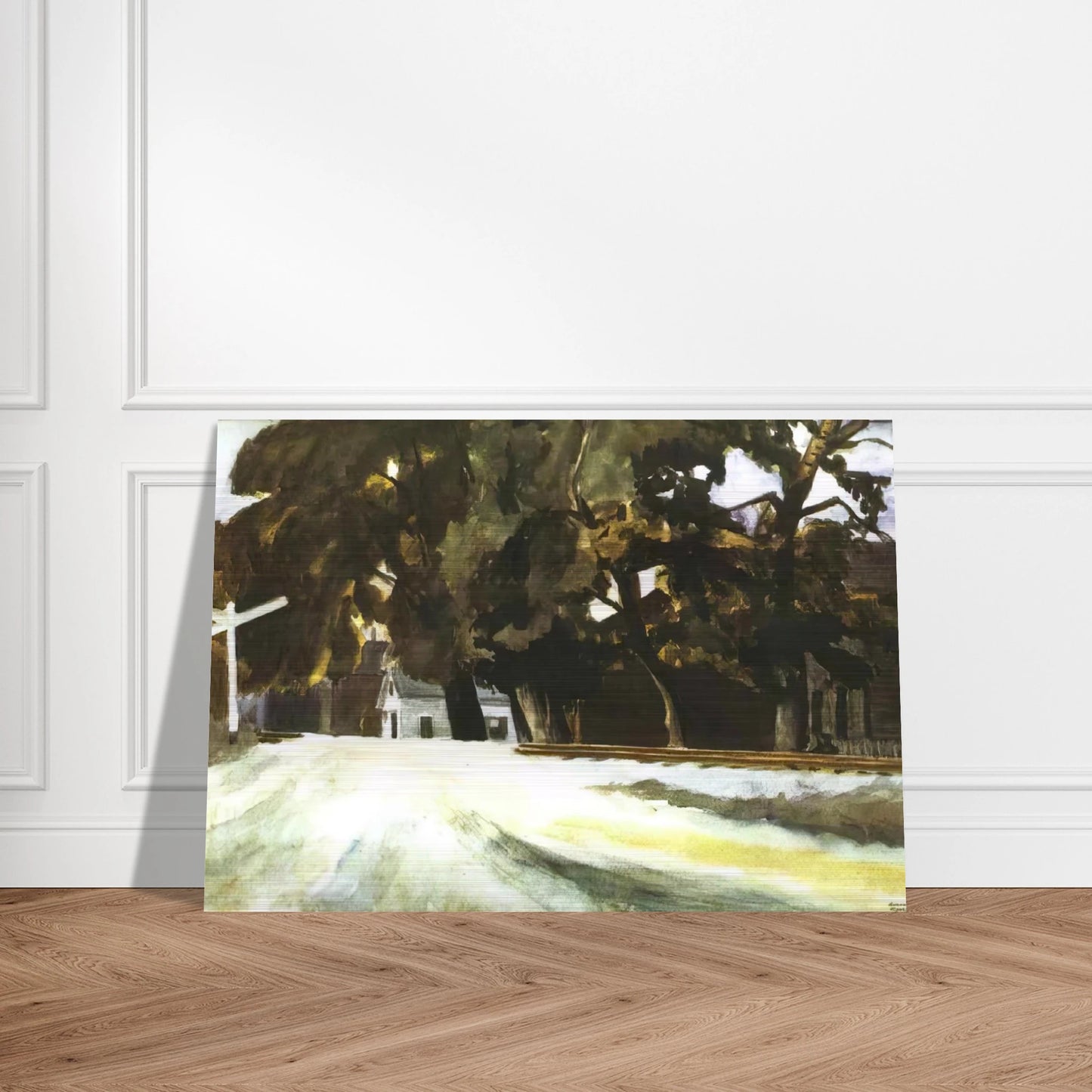 Railroad Crossing - Edward Hopper Brushed Aluminum Print - 70x100 cm / 28x40 inches | Edward Hopper Aluminum Print | Edward Hopper Prints
