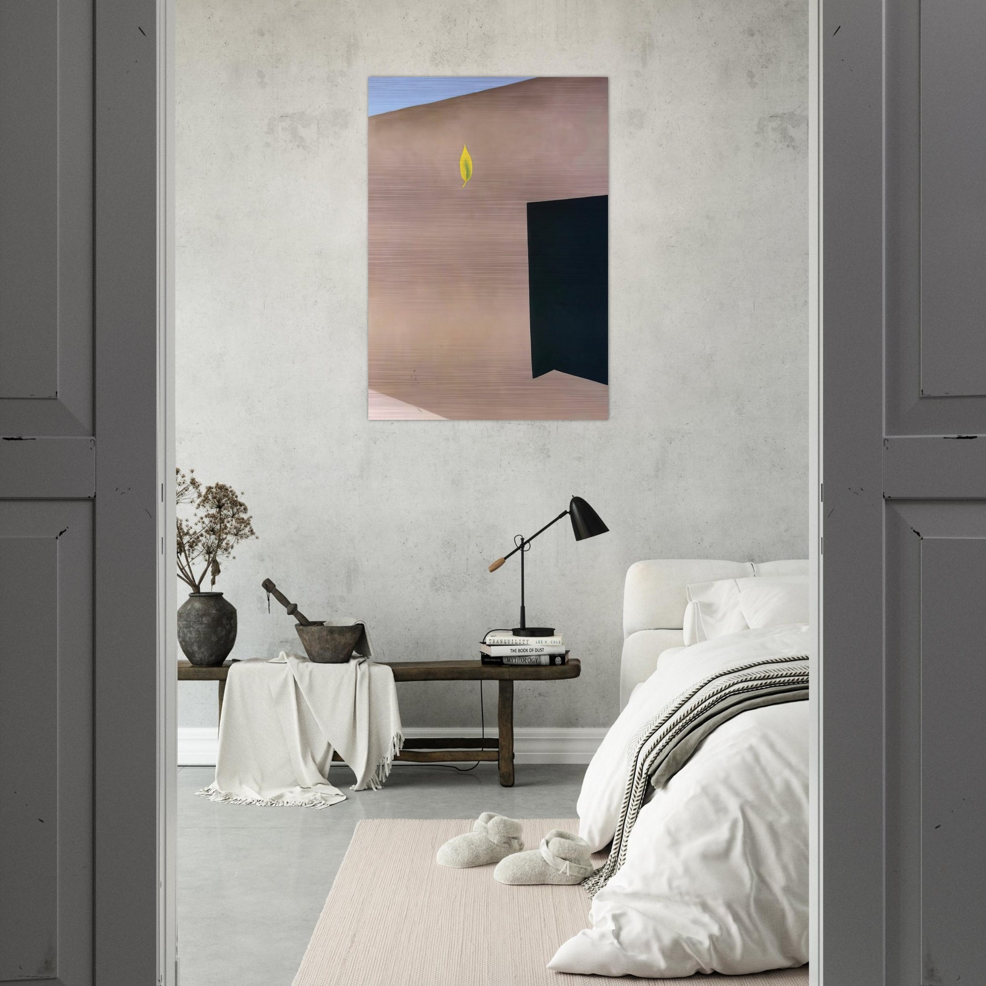 Patio Door with Green Leaf - Georgia O'Keeffe Brushed Aluminum Print - 70x100 cm / 28x40 inches | Georgia O'Keeffe Aluminum Print | Georgia O'Keeffe Prints