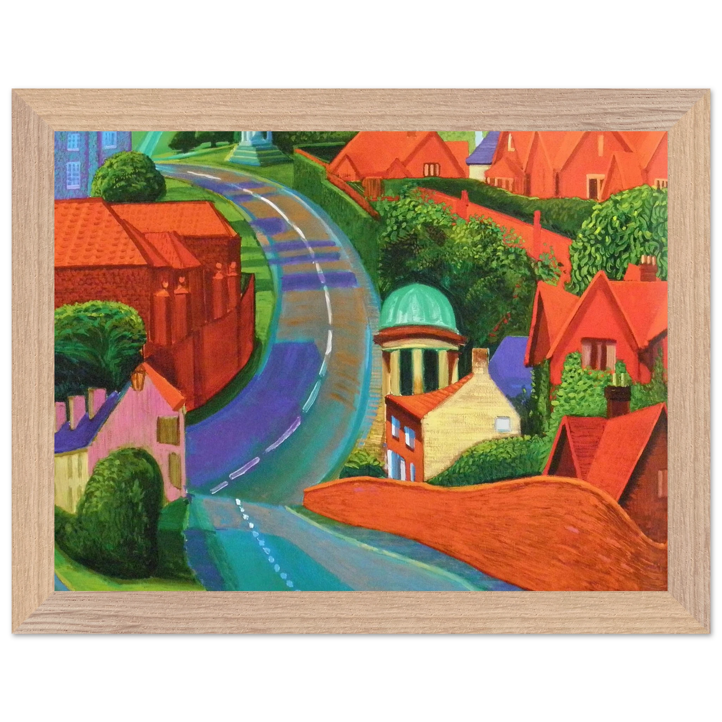 David Hockney - The Road to York Through Sledmere - 70x100 cm / 28x40 inches - Premium Wooden Framed Poster With Fine Art Paper-canvas - Black frame