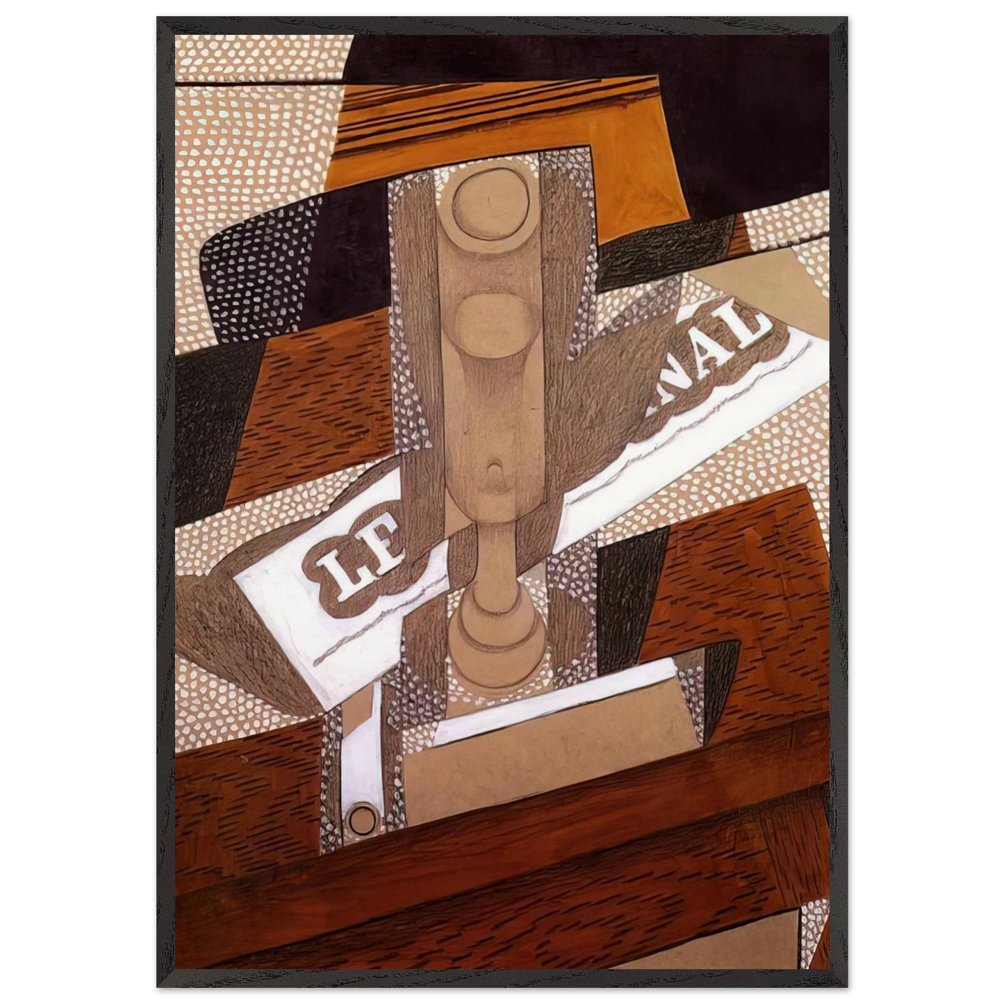 THE PIPE 1916 - Juan Gris 70x100 cm / 28x40 inches Framed Art Print – Black Wooden Frame