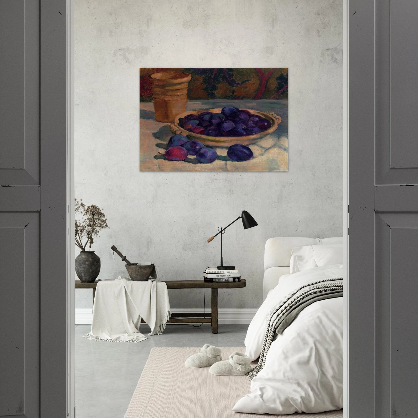 STILL LIFE WITH PLUMS 1926 - Theo van Rysselberghe Brushed Aluminum Print - 70x100 cm / 28x40 inches | Theo van Rysselberghe Aluminum Print | Theo van Rysselberghe Prints