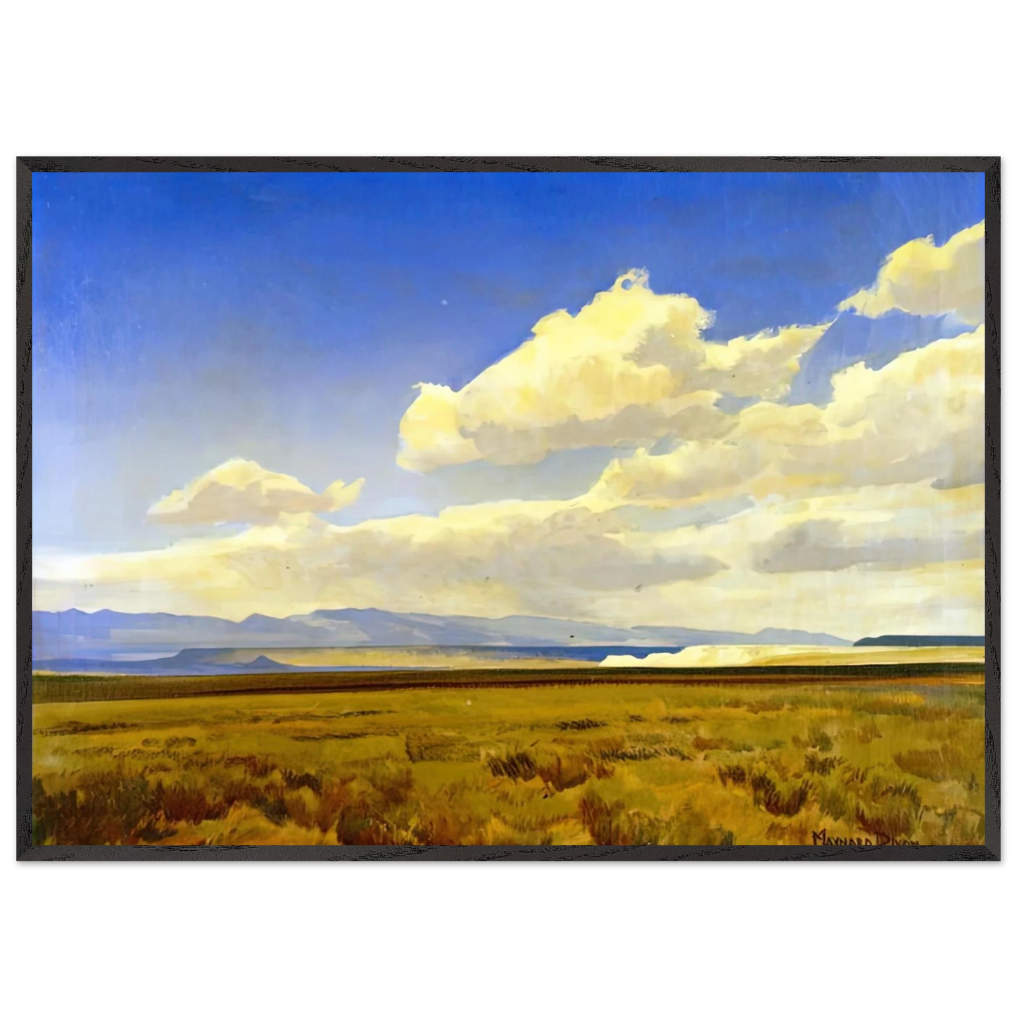 Maynard Dixon - WIND OF WYOMING 1936 Wall art - 20x25 cm / 8x10 inches - Premium Wooden Framed Poster With Fine Art Paper-canvas - Black frame
