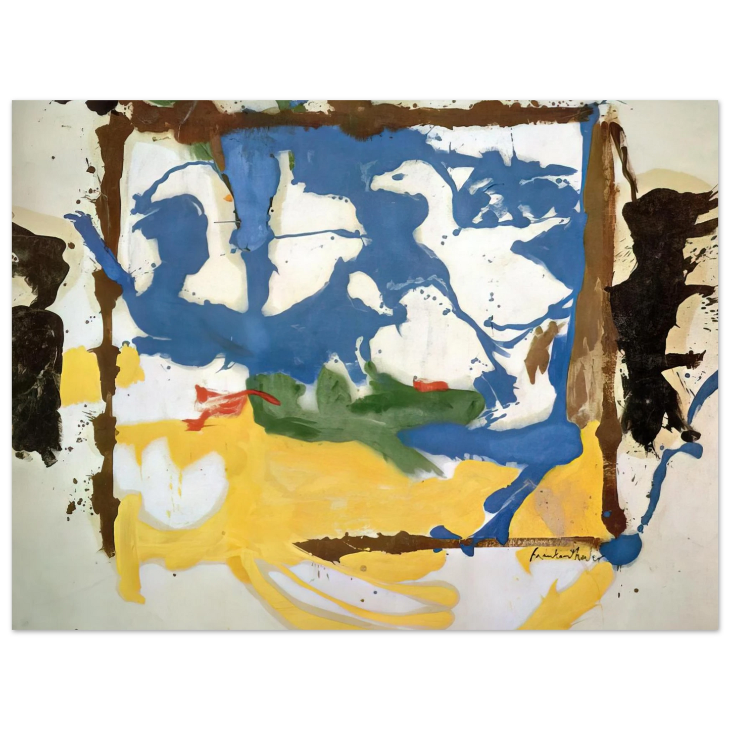 Helen Frankenthaler - Swan Lake #2 - 1961 Wall art - 21x29.7 cm / 8x12" - Premium Wooden Framed Poster With Fine Art Paper-canvas - White frame