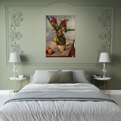 Still Life, Tulips and apples - Paul Cézanne Brushed Aluminum Print - 70x100 cm / 28x40 inches | Paul Cézanne Aluminum Print | Paul Cézanne Prints