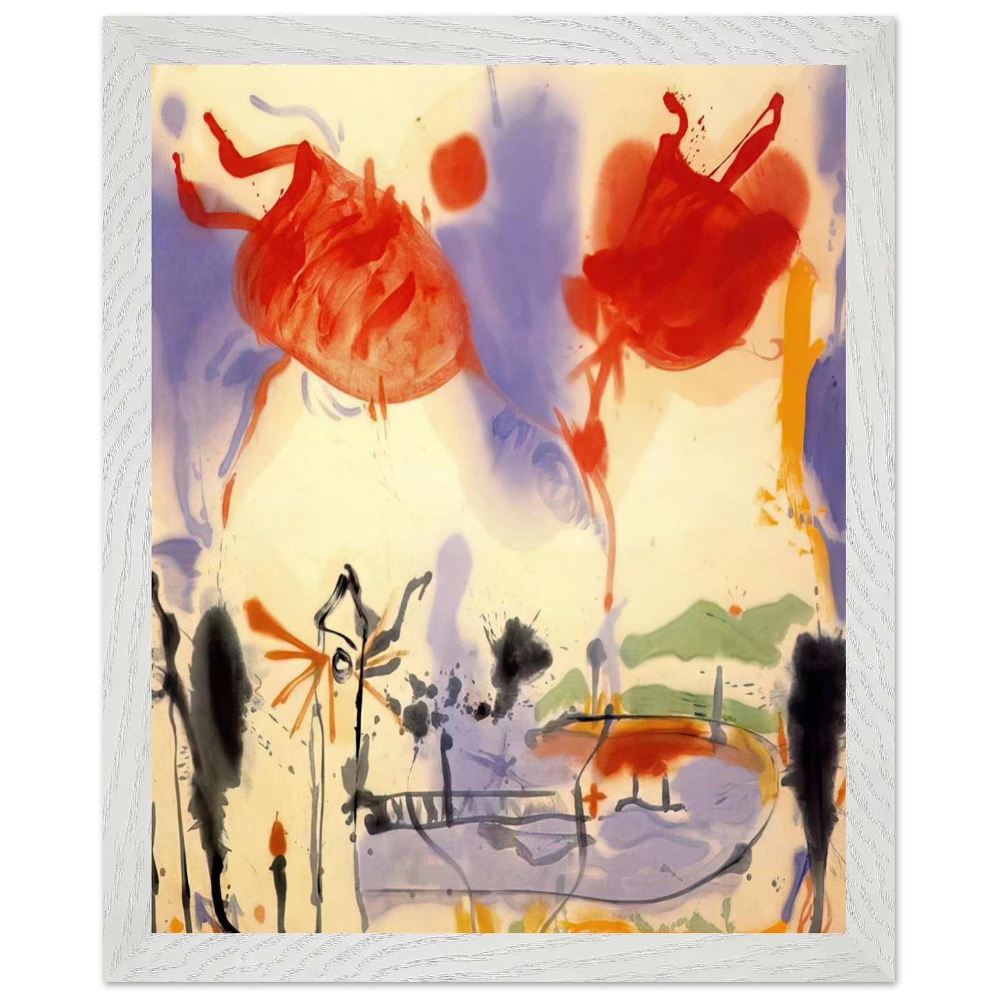 Helen Frankenthaler - Round Trip - 1957 Wall art - 60x80 cm / 24x32 inches - Premium Wooden Framed Poster With Fine Art Paper-canvas - Black frame