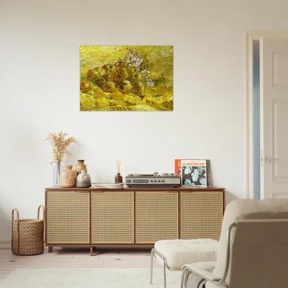 Still life with grapes,pears and lemons - Vincent van Gogh Brushed Aluminum Print - 70x100 cm / 28x40 inches | Vincent van Gogh Aluminum Print | Vincent van Gogh Prints