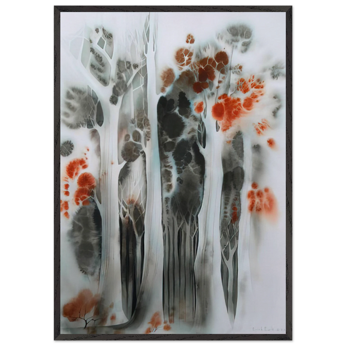 Autumn Forest - Eyvind Earle 70x100 cm / 28x40 inches Framed Art Print – Black Wooden Frame