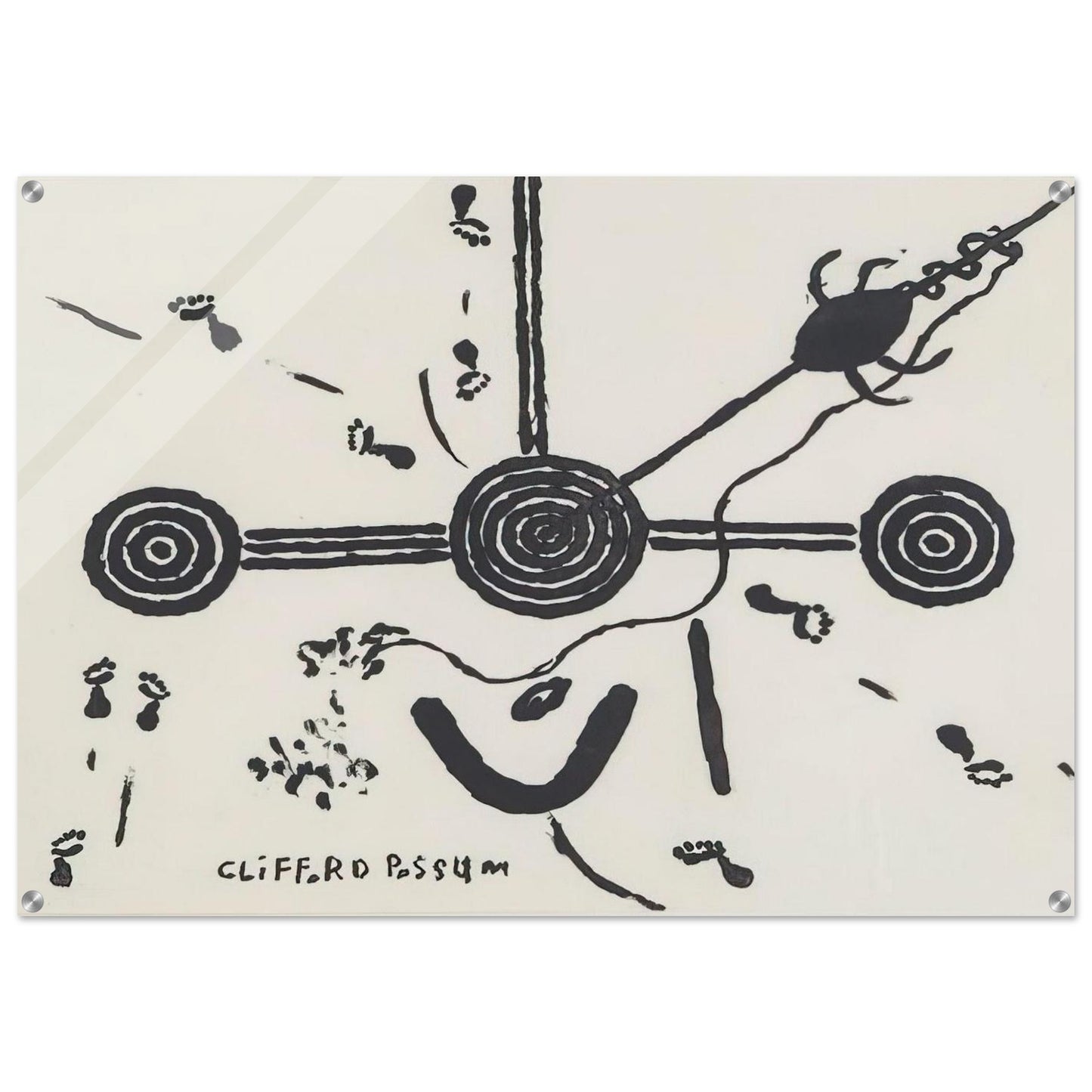 NGARLU LOVE STORY - 1994 - Clifford Possum Tjapaltjarri Acrylic Print - 70x100 cm / 28x40″ inches | Clifford Possum Tjapaltjarri Wall Art | Clifford Possum Tjapaltjarri Prints