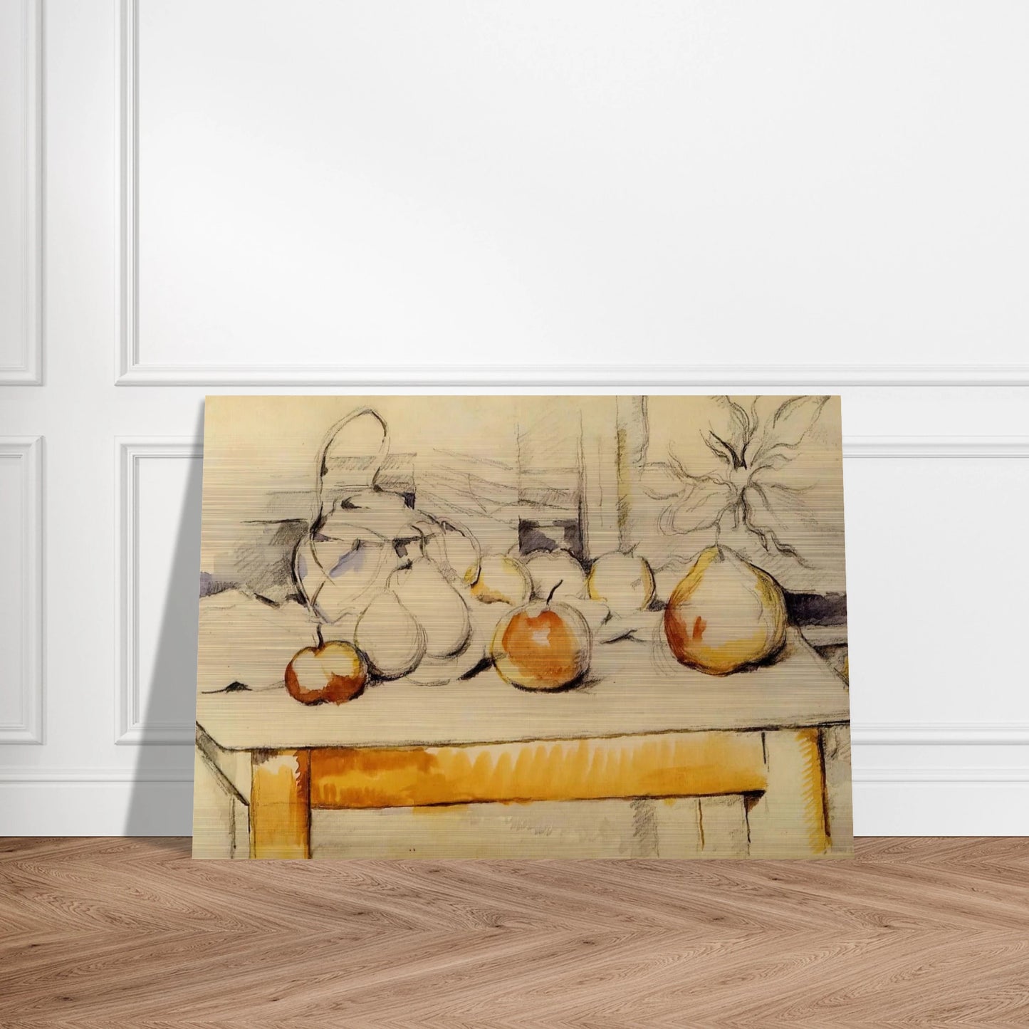 Pot of Ginger and Fruits on a Table - Paul Cézanne Brushed Aluminum Print - 70x100 cm / 28x40 inches | Paul Cézanne Aluminum Print | Paul Cézanne Prints