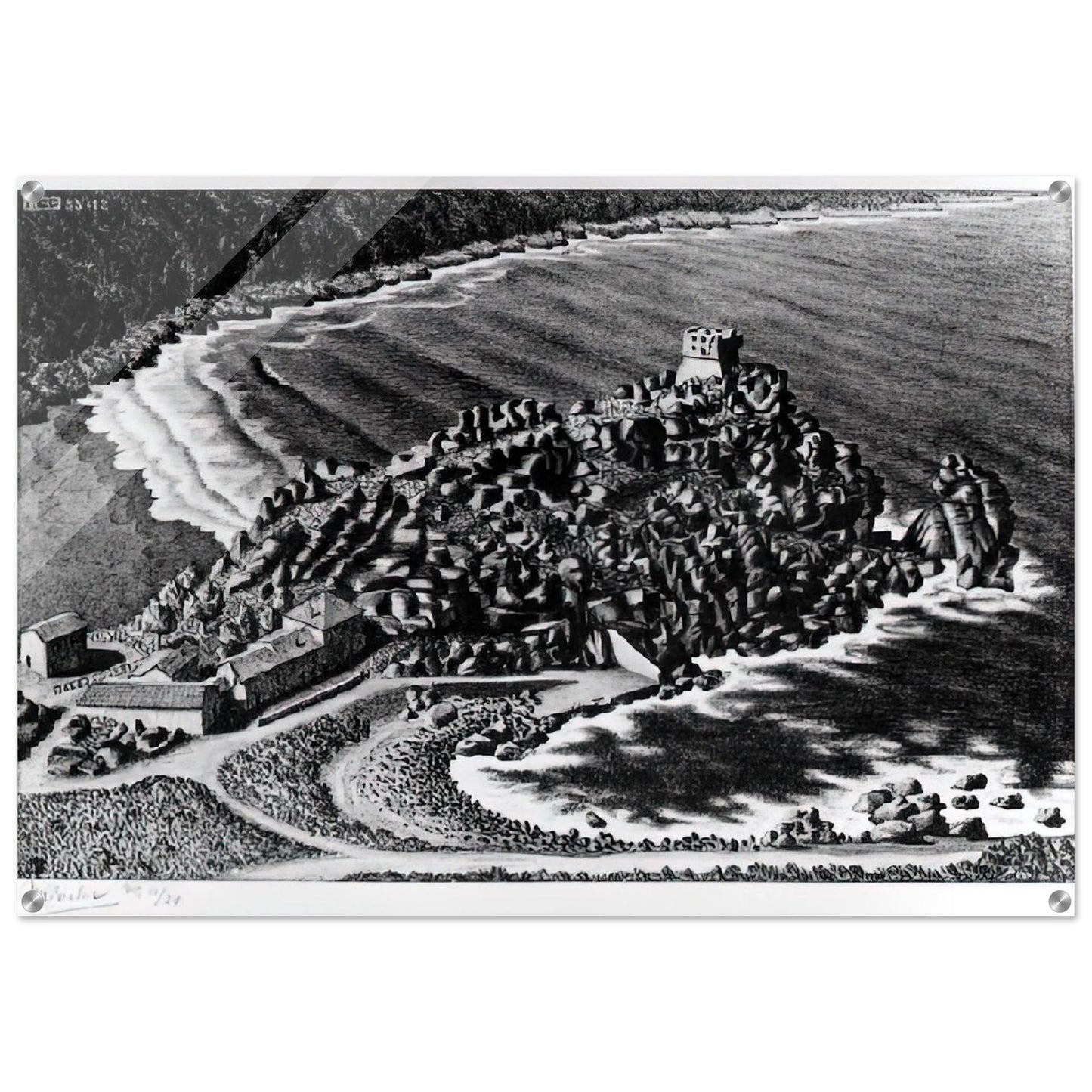 GULF OF PORTO CORSICA DECEMBER 1933 1933 - MC Escher Acrylic Print - 70x100 cm / 28x40″ inches | MC Escher Wall Art | MC Escher Prints