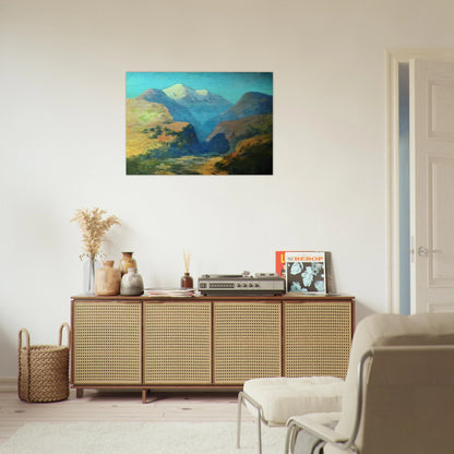Snowy mountain peaks. Caucasus. - Arkhyp Kuindzhi Brushed Aluminum Print - 70x100 cm / 28x40 inches | Arkhyp Kuindzhi Aluminum Print | Arkhyp Kuindzhi Prints